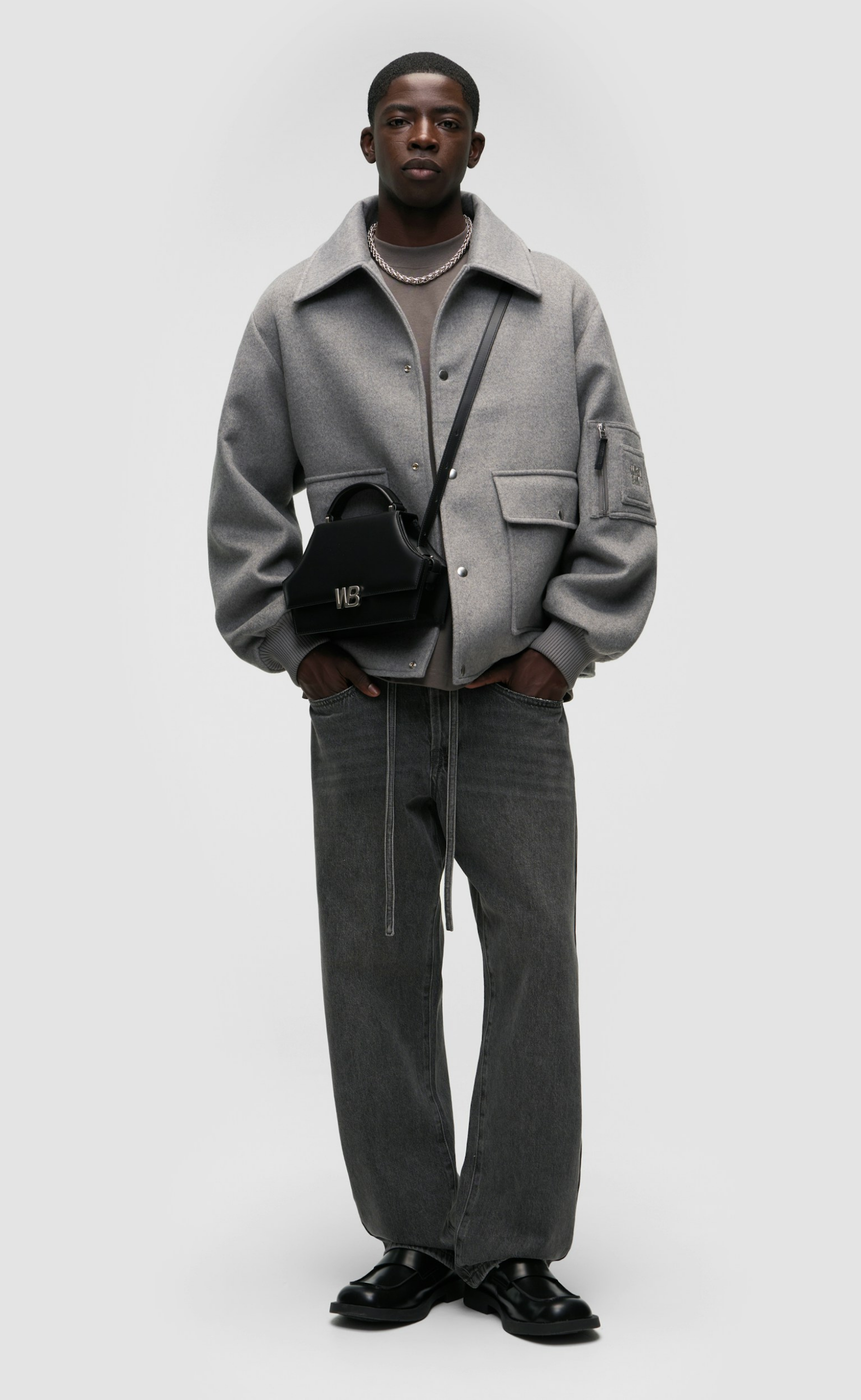 NAEL COLLEGE GRAY MELANGE JACKET