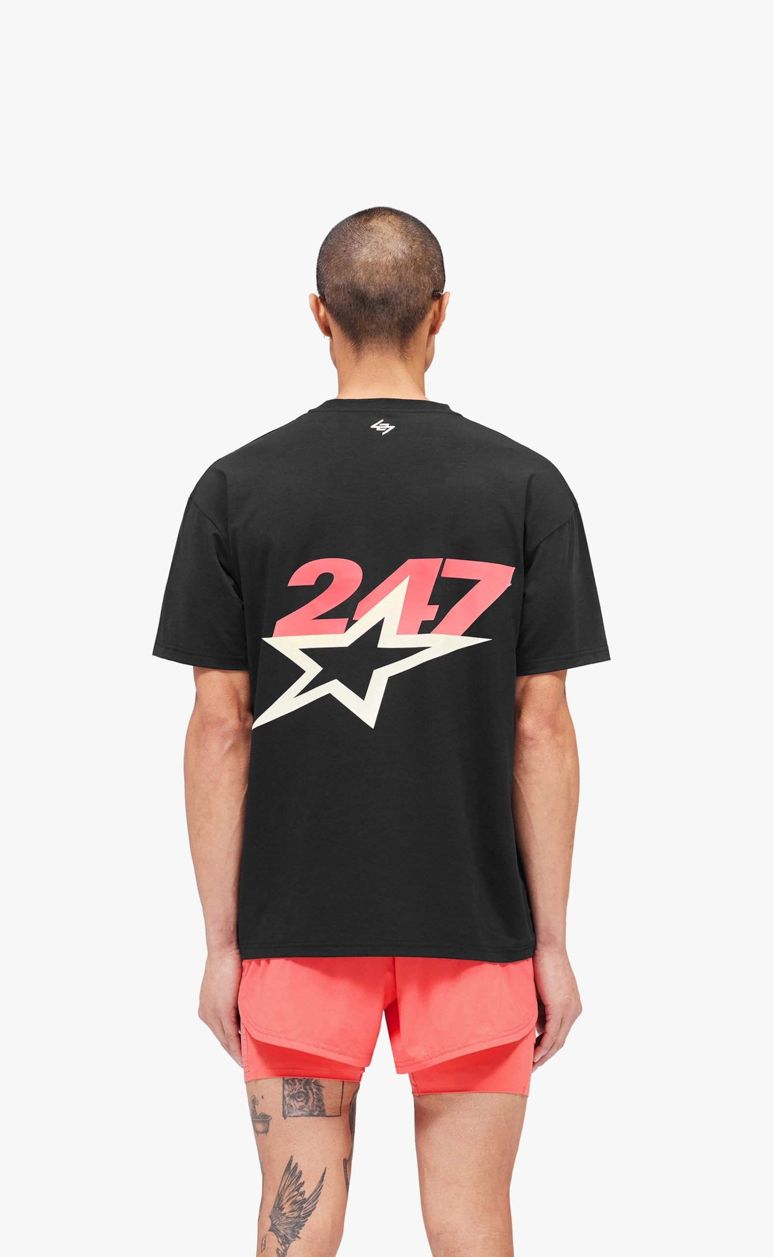 TEAM 247 STAR PRINT OVERSIZED JET BLACK T-SHIRT