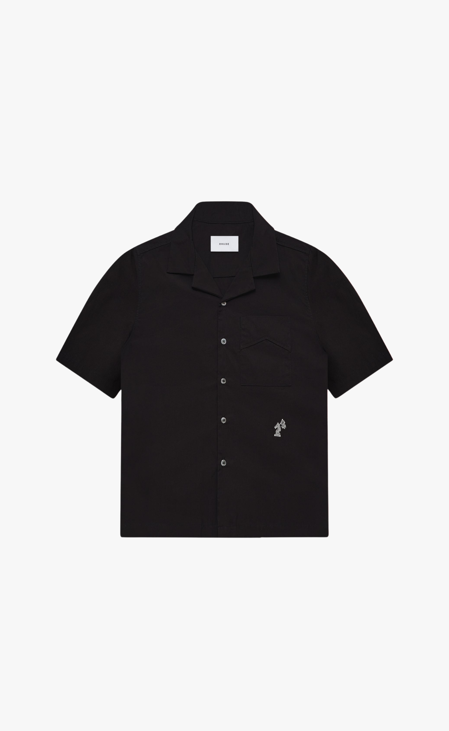 CAMP COLLAR LOGO BLACK SHIRT
