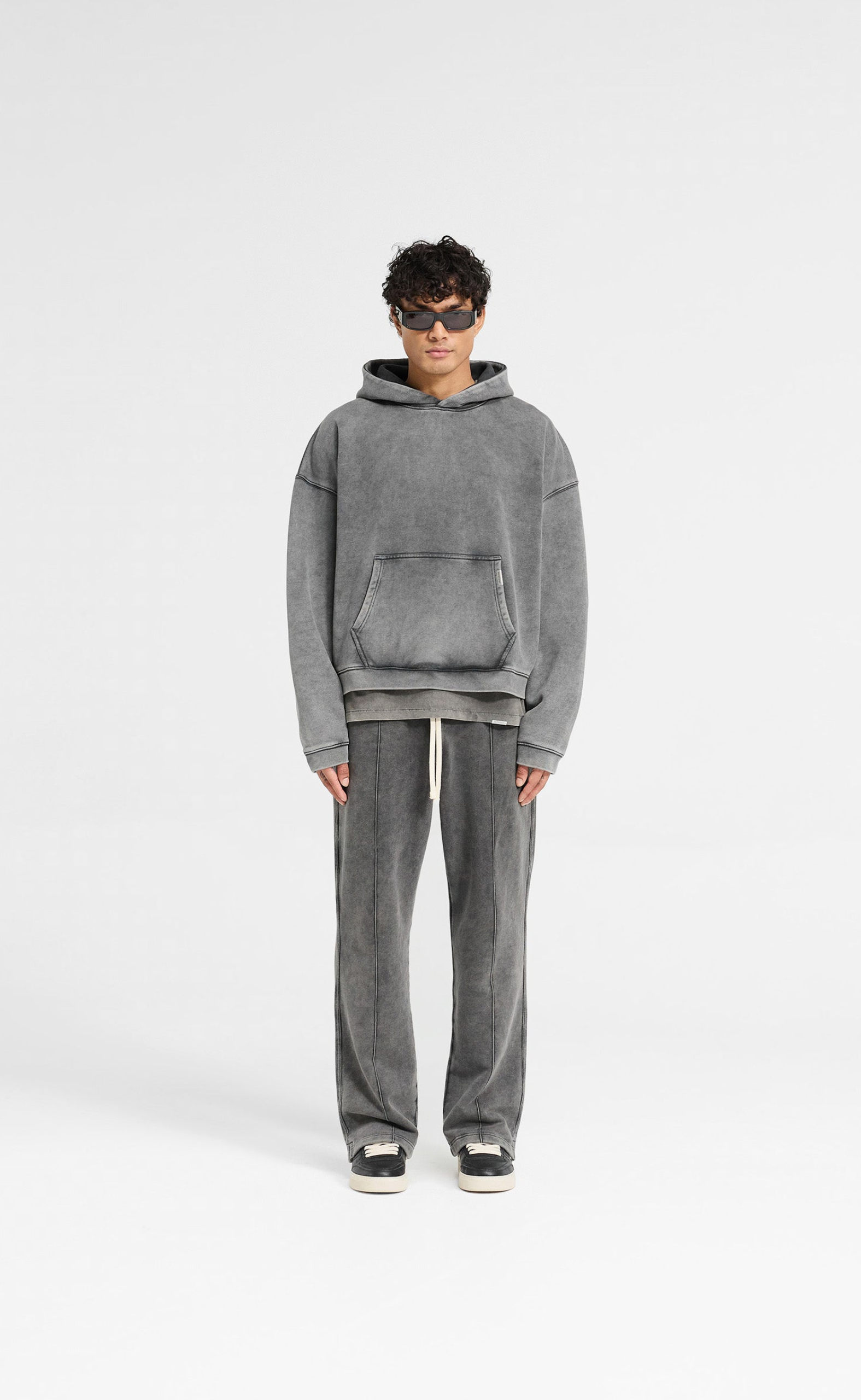 INITIAL BOXY OVERSIZED VINTAGE GREY HOODIE