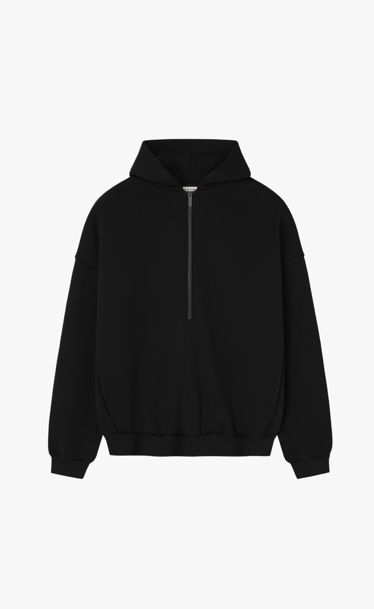 ATHLETIC HALF ZIP BLACK HOODIE