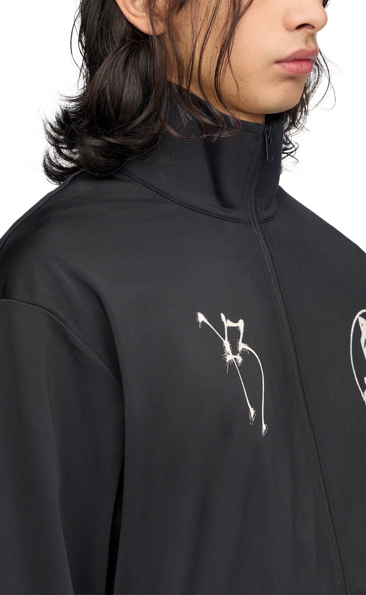Y-3 CHITO GRAPHIC TRACK TOP BLACK HOODIE