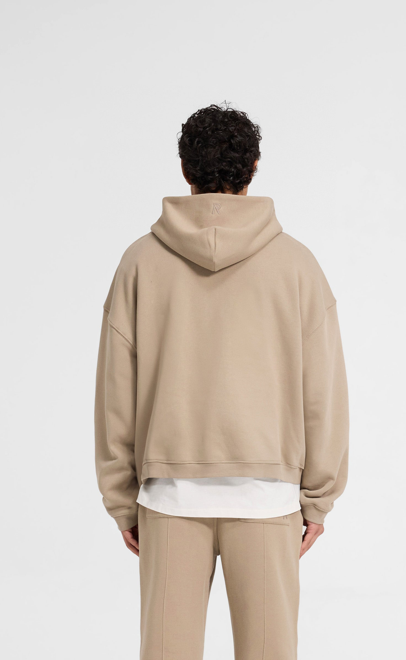 INITIAL BOXY OVERSIZED ZIP THROUGH DUNE HOODIE