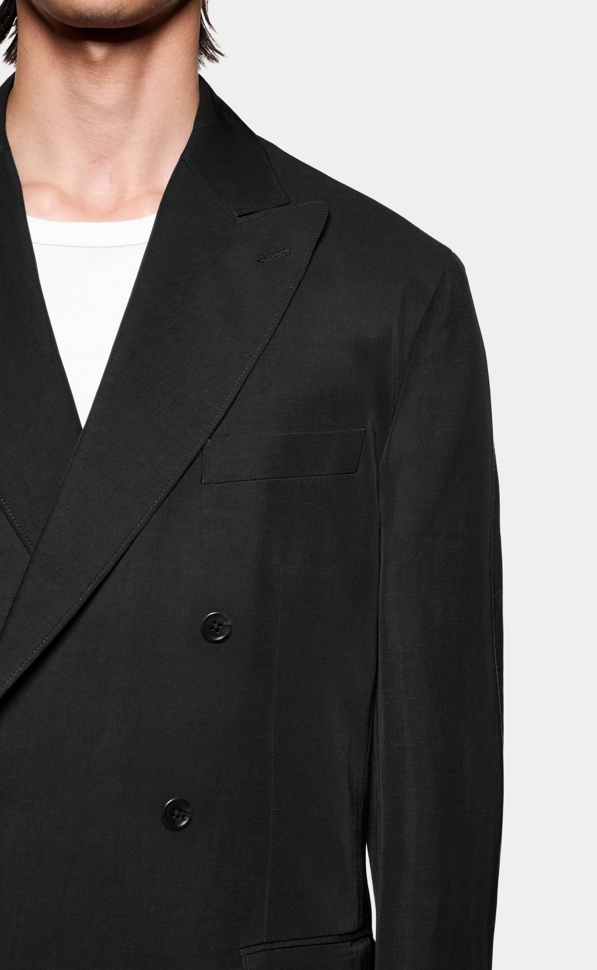 DOUBLE BREASTED SUIT BLACK JACKET