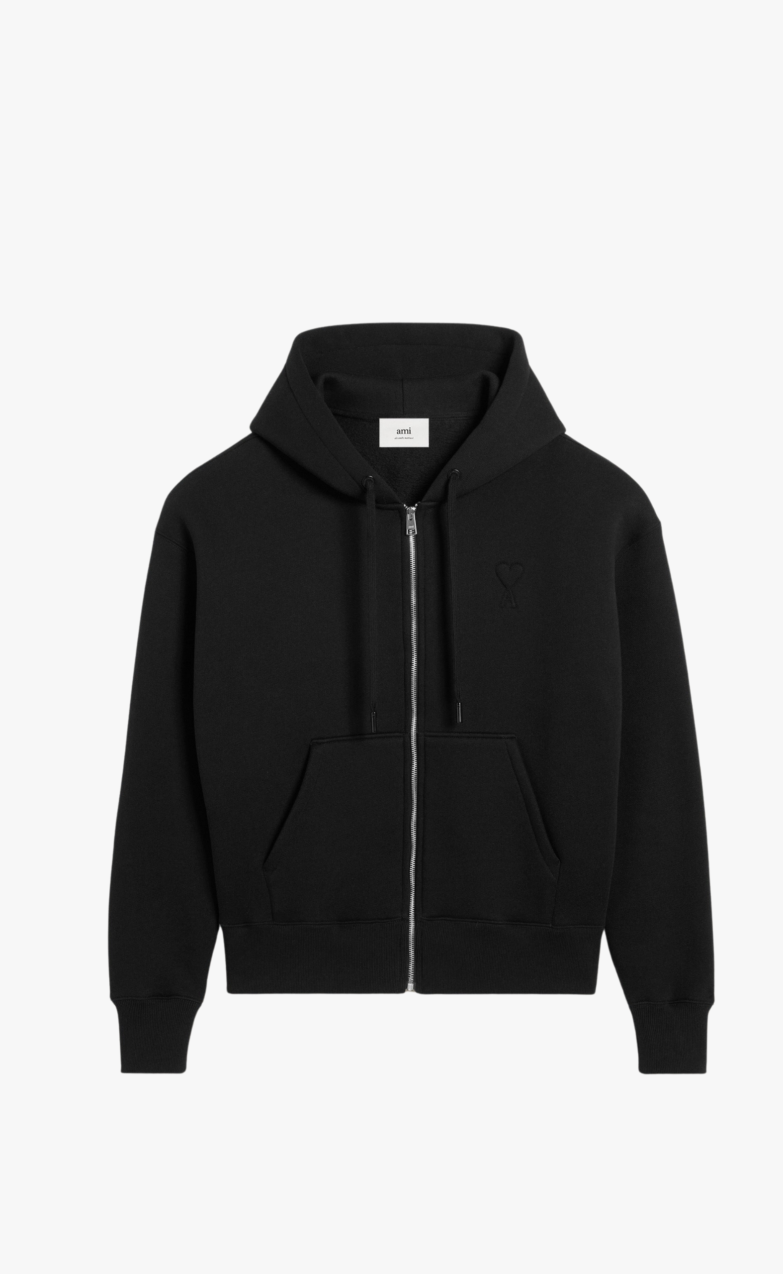 SMALL EMBOSSED ADC ZIP BLACK HOODIE