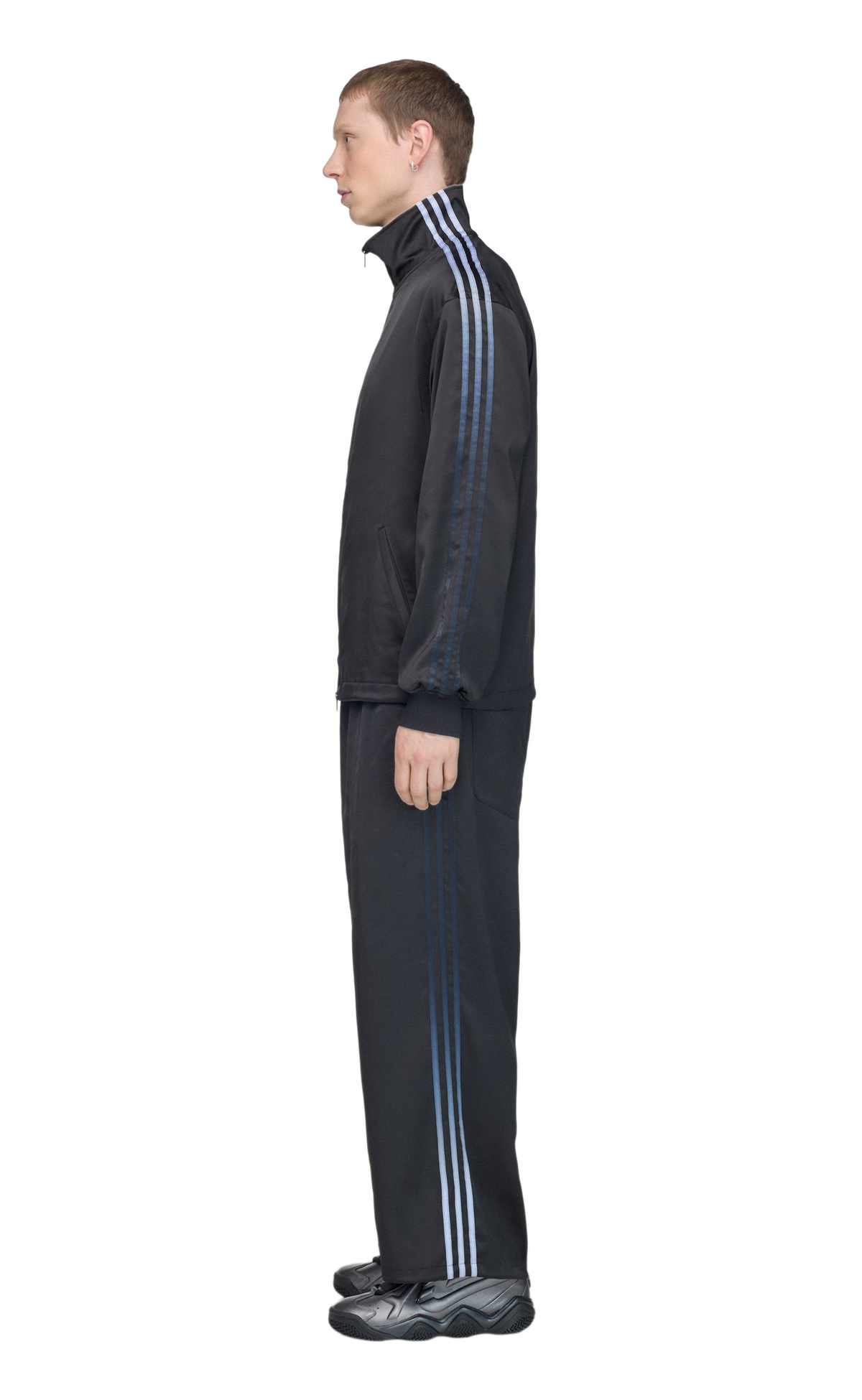 Y-3 SATIN GRADIENT 3 STRIPES TRACK BLACK PANTS