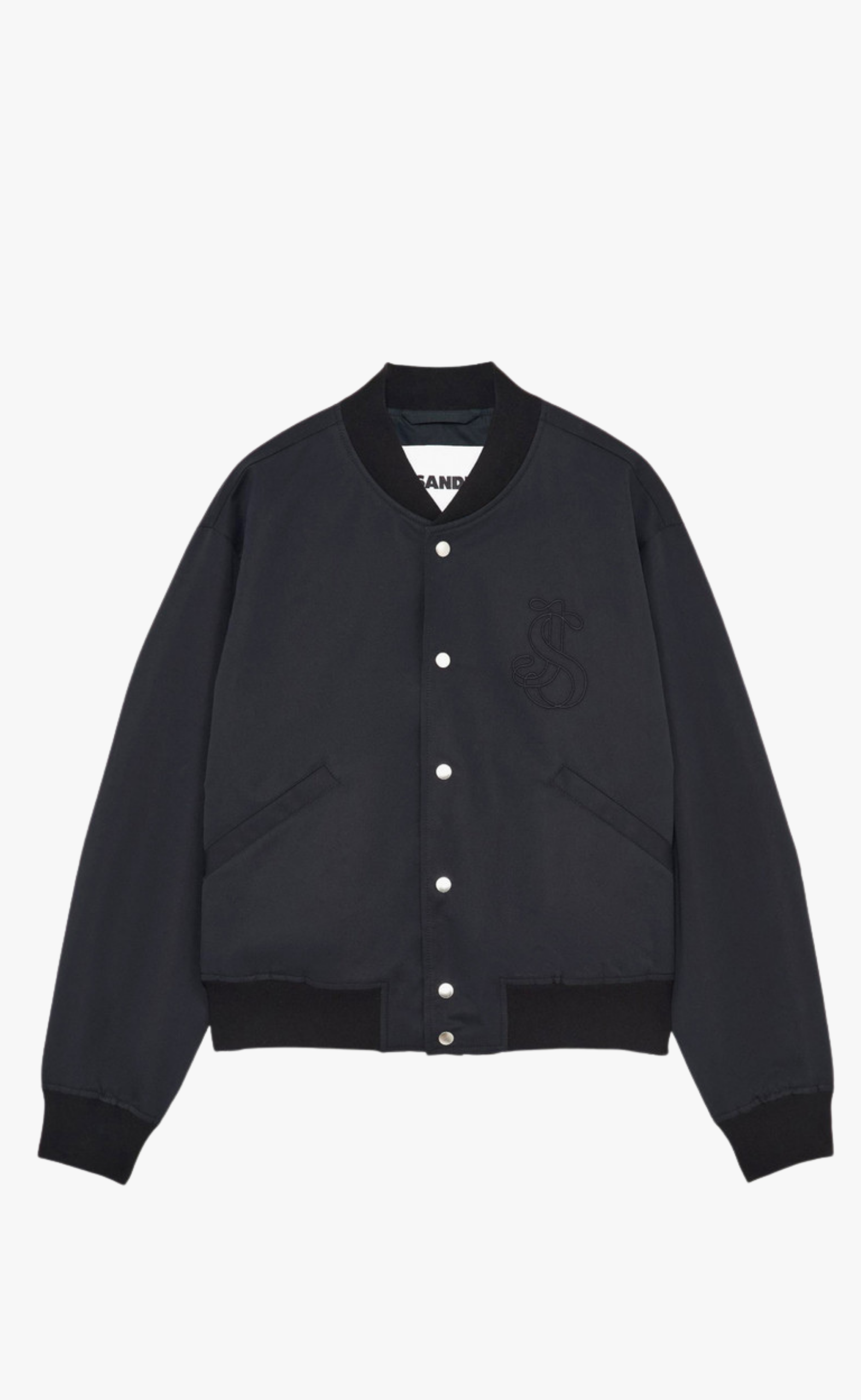 SNAP CLOSURE VARSITY BLACK JACKET