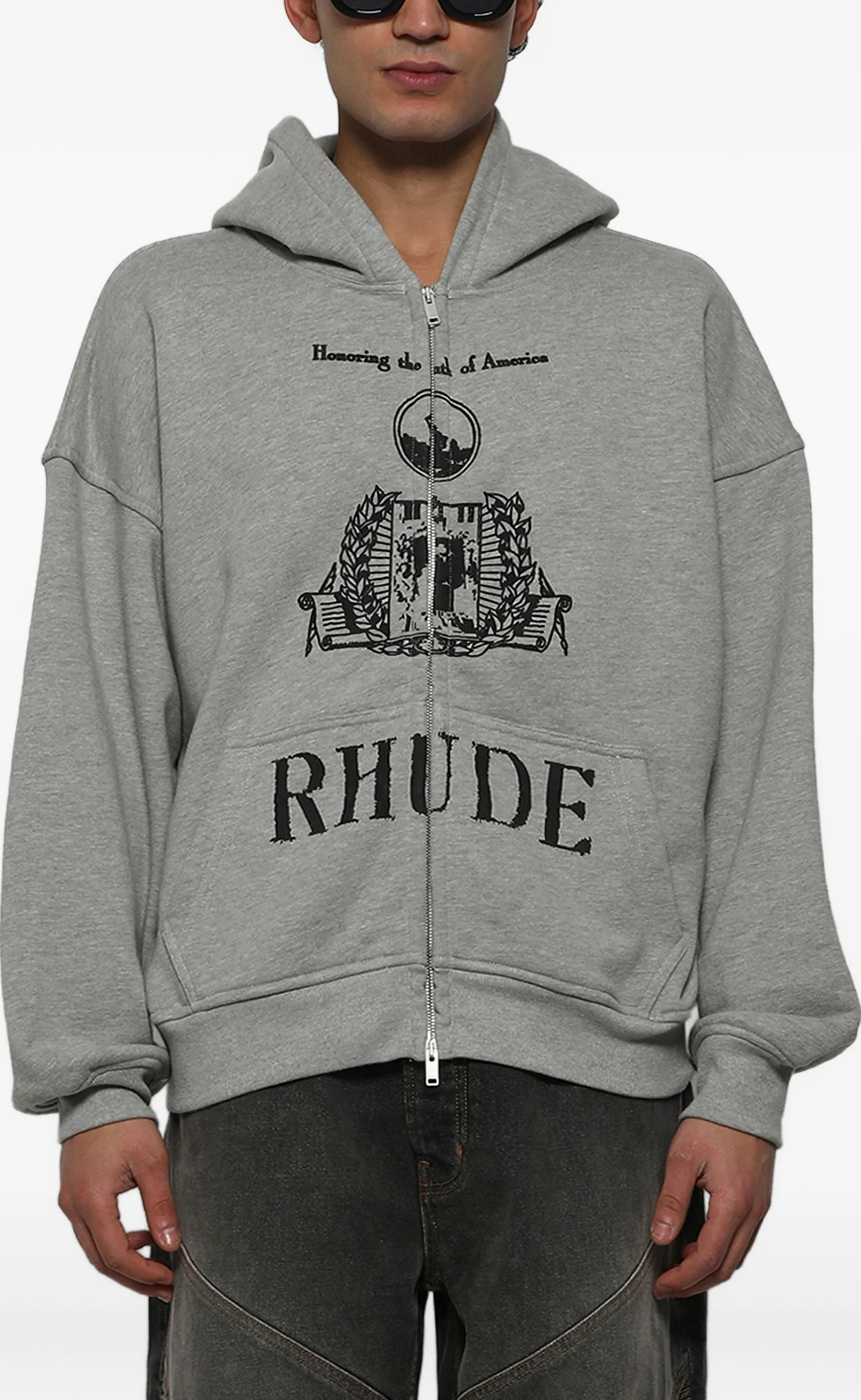 YOUTH OF AMERICA ZIP-UP HEATHER GREY HOODIE