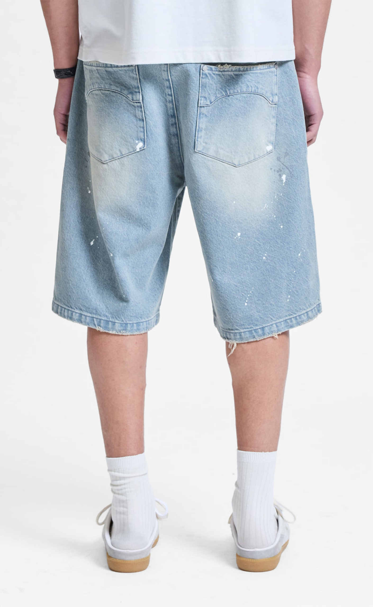 STUDDED JORTS LIGHT BLUE SHORTS