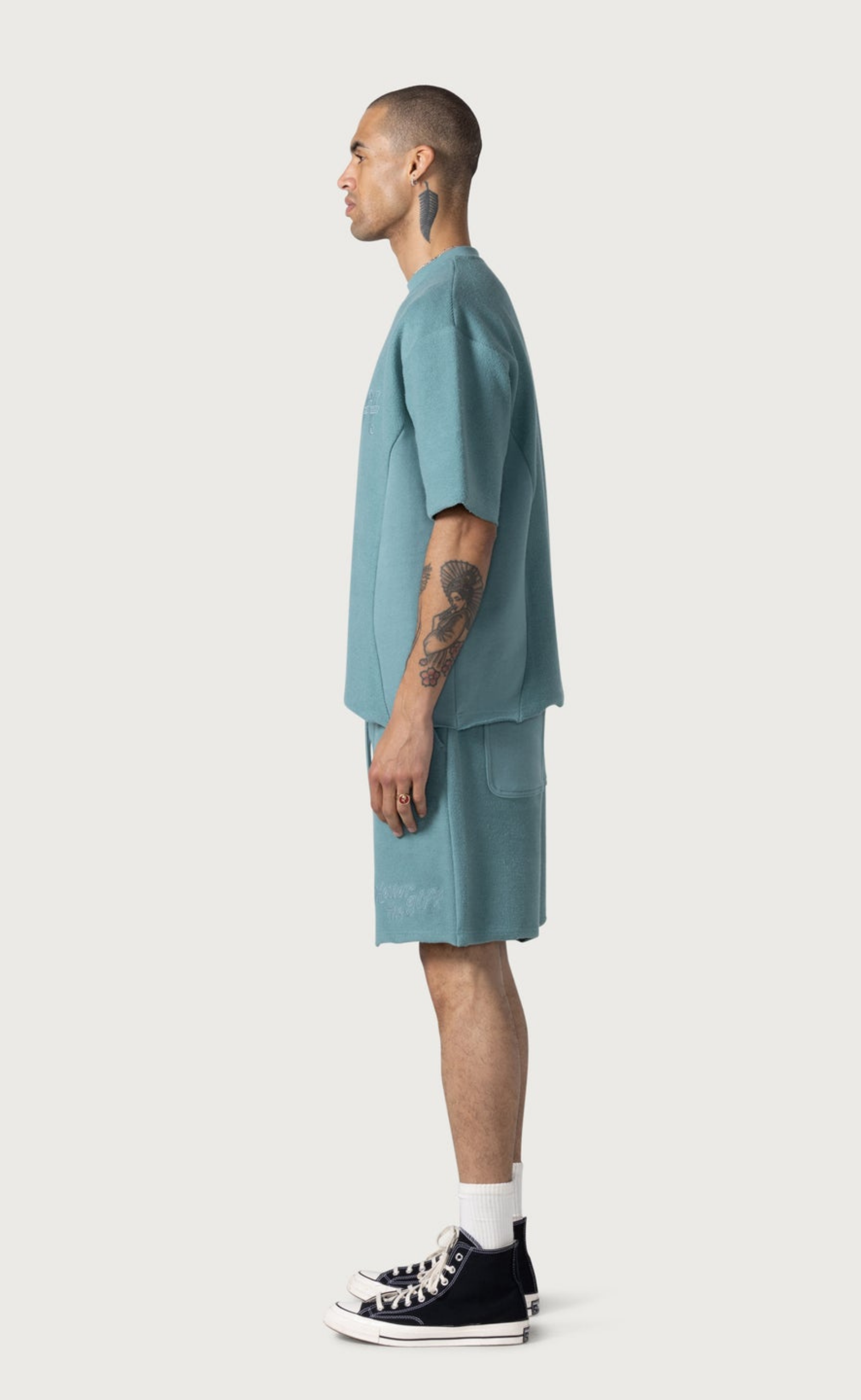 BLOCK PARTY REVERSE TERRY GREEN SHORTS