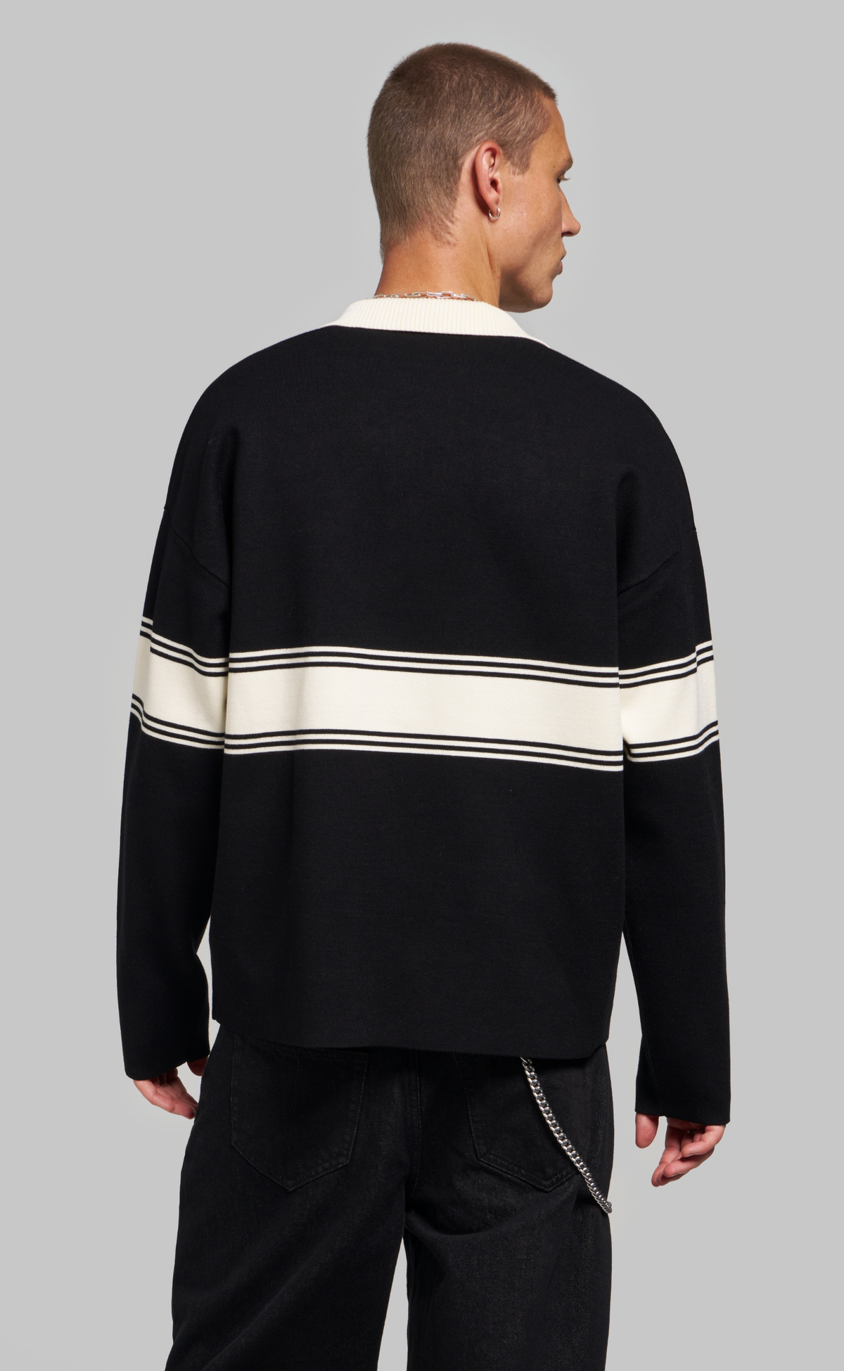LEV V2 POLO BLACK STRIPE LONGSLEEVE