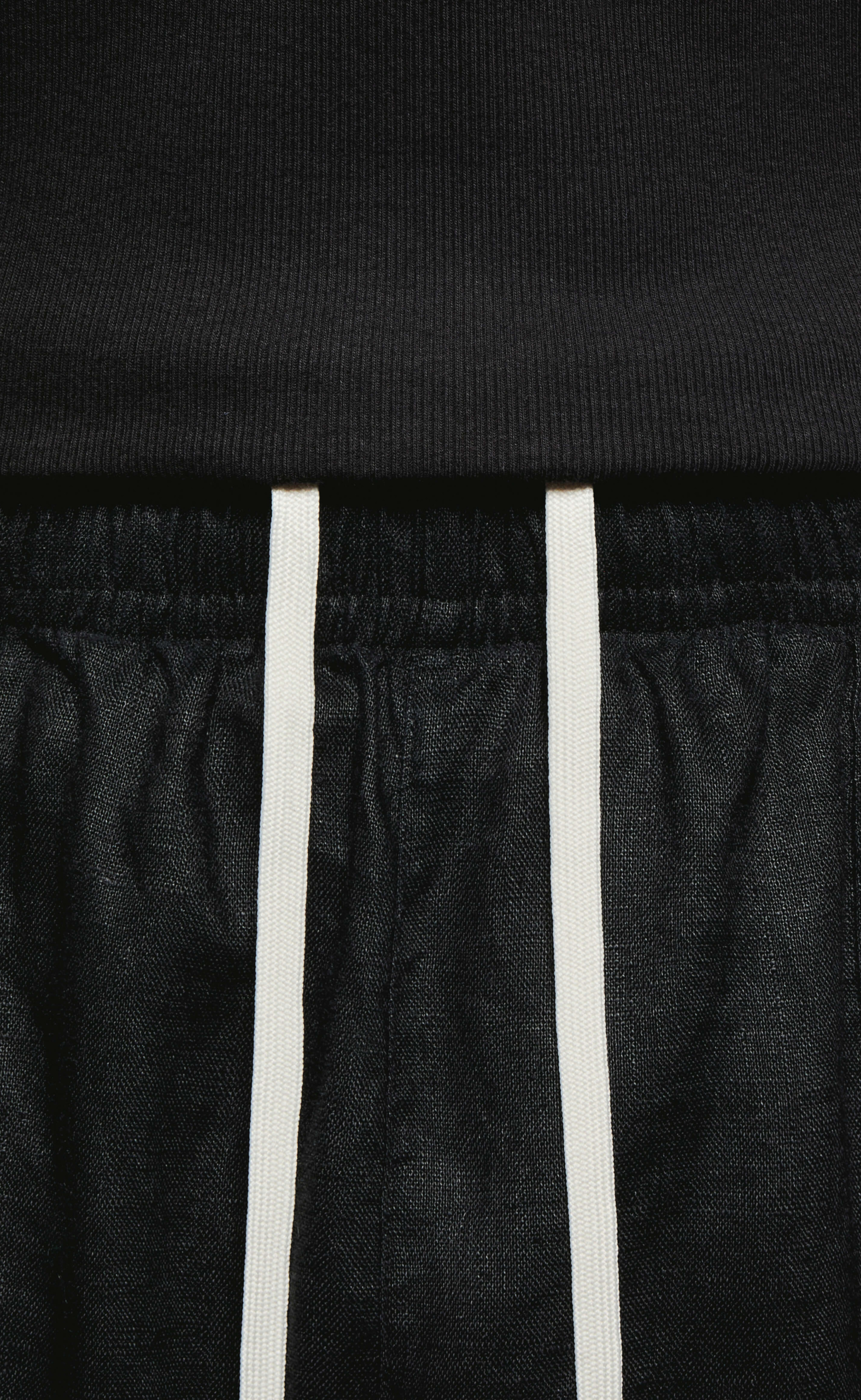 LINEN WIDE LEG BLACK TROUSERS