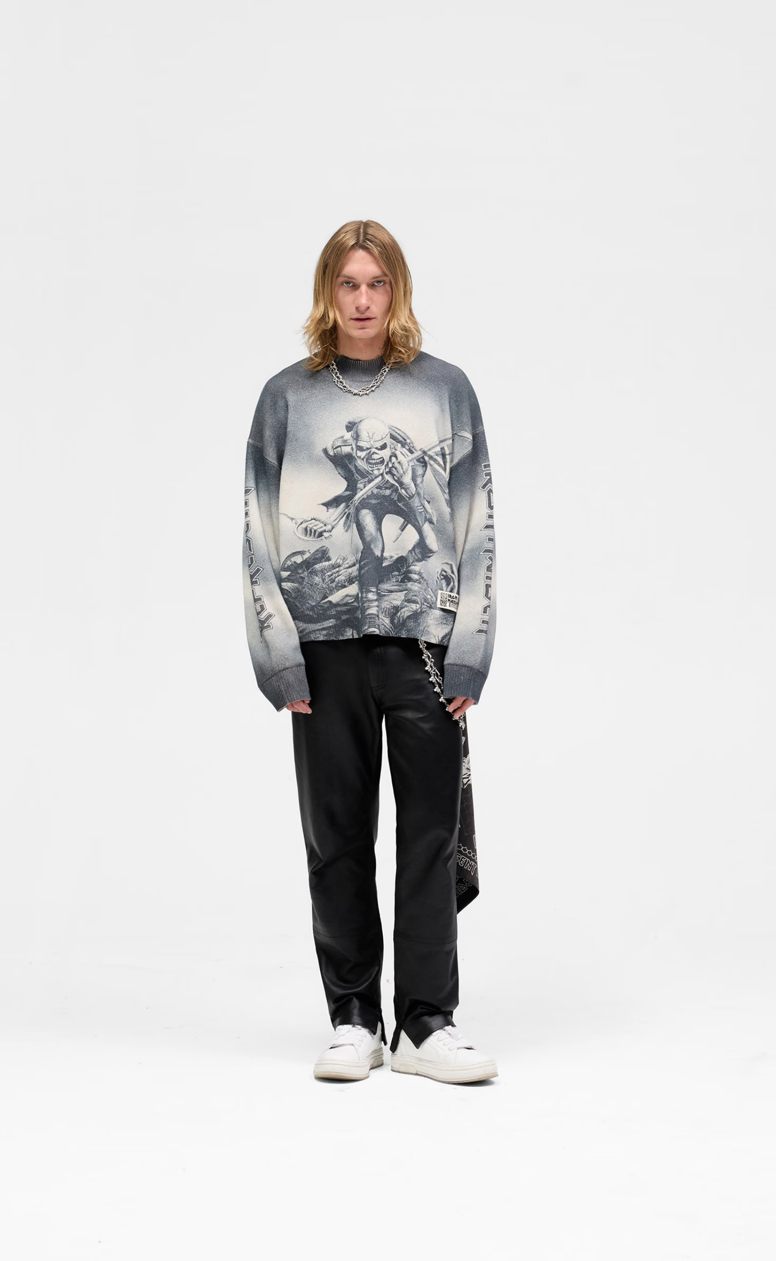 IRON MAIDEN X TROOPER KNIT LONGSLEEVE SUNFADE GREY