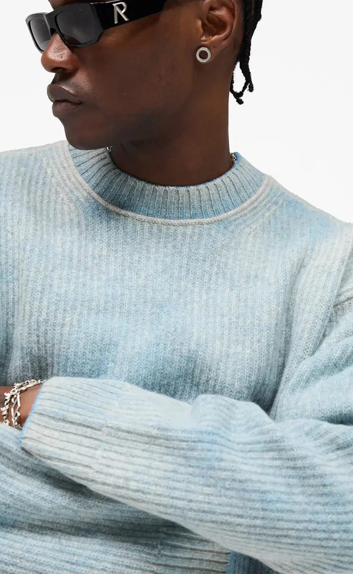 REVERSIBLE FADE OUT KNIT PETROL SWEATER