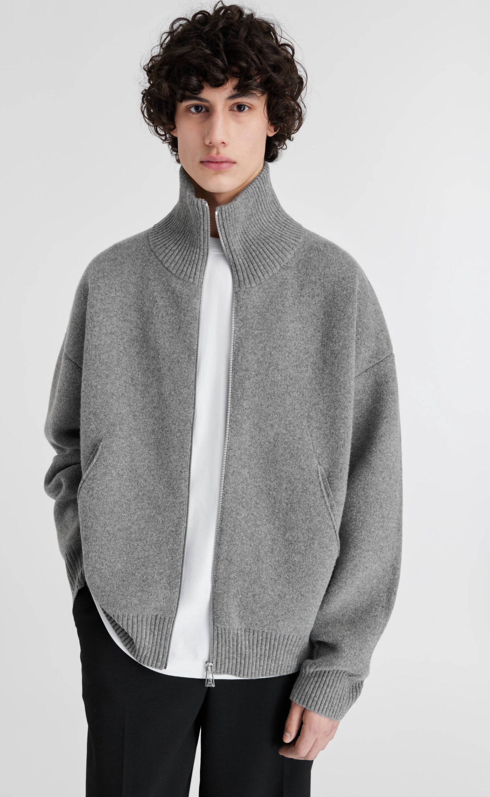 CORE ZIP-UP GREY MELANGE SWEATER