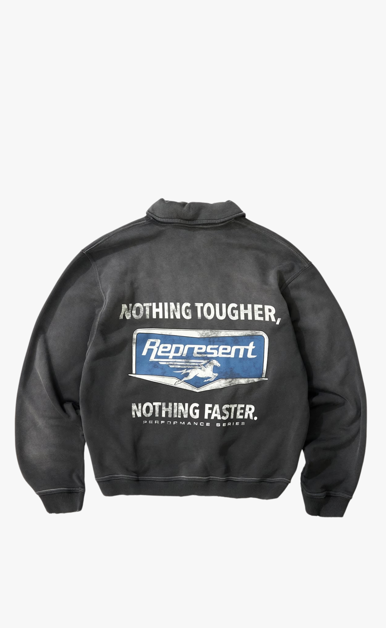 NOTHING FASTER STAINED BLACK QUARTER ZIP