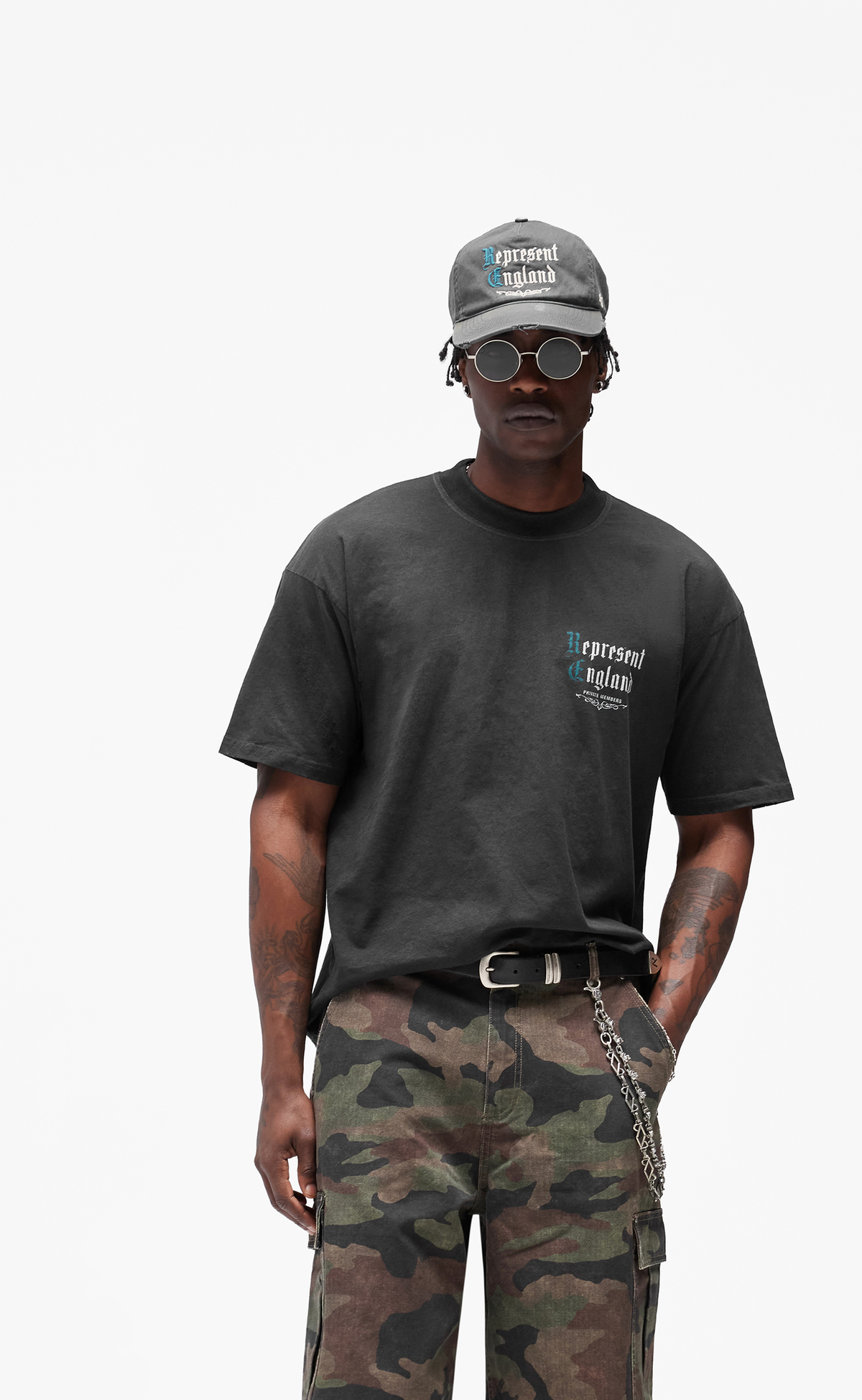 PRIVATE MEMBERS STAINED BLACK T-SHIRT