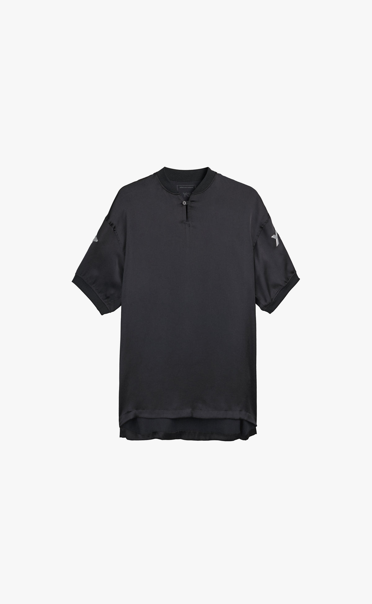 Y-3 LIQUID LOGO SATIN JERSEY BLACK T-SHIRT