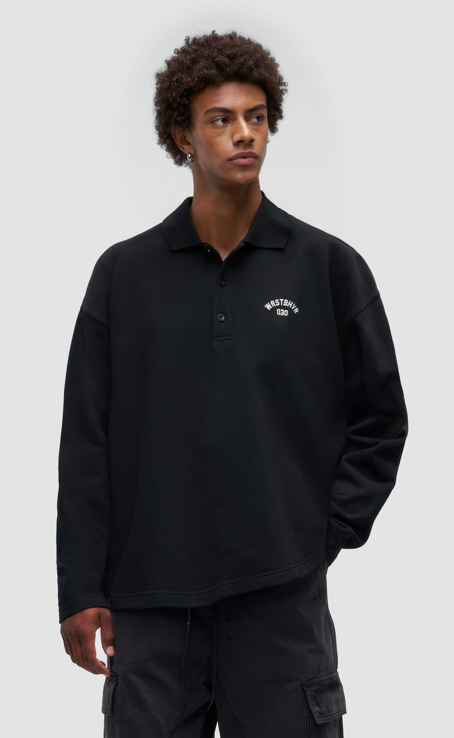 FRENNE POLO JET BLACK LONGSLEEVE