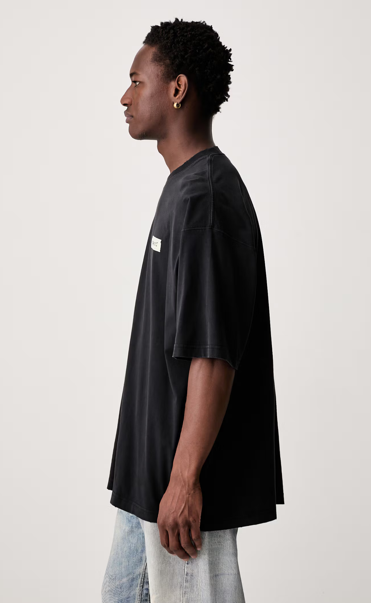 SCRIBBLED LOGO OVERSIZED WASHED BLACK T-SHIRT