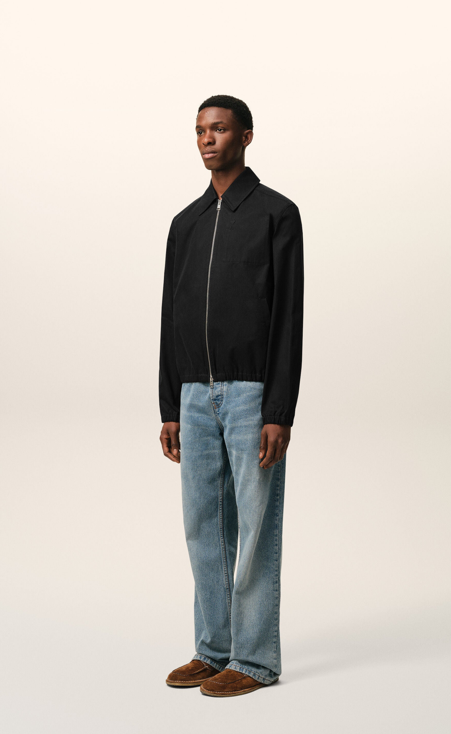 AMI DE COEUR EMBOSSED ZIPPED BLACK JACKET