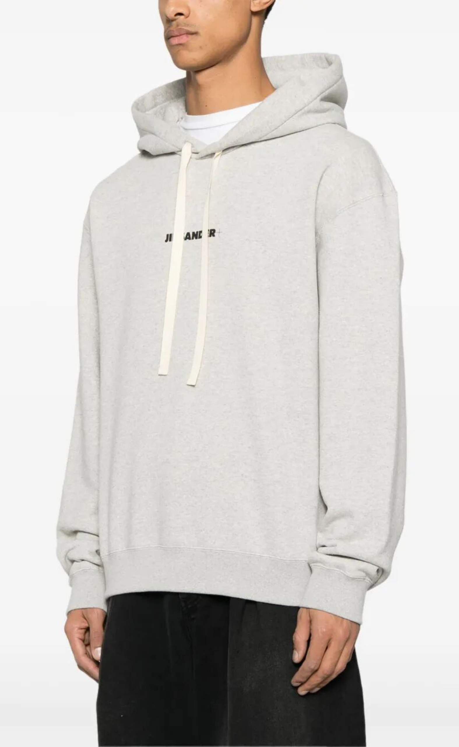 JIL SANDER LOGO PRINTED POWDER GREEN HOODIE