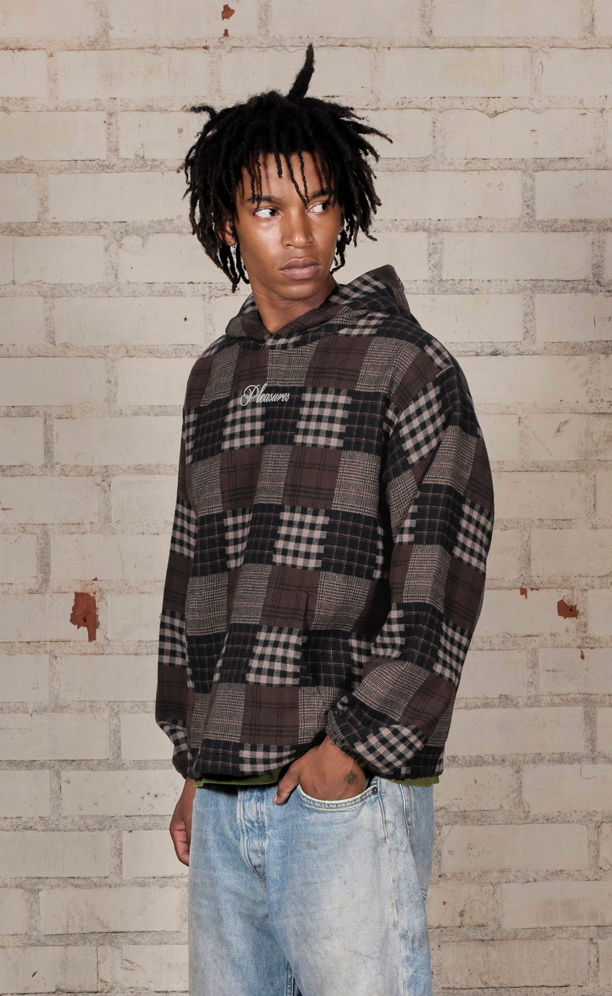 MADRAS PONCHO BROWN HOODIE