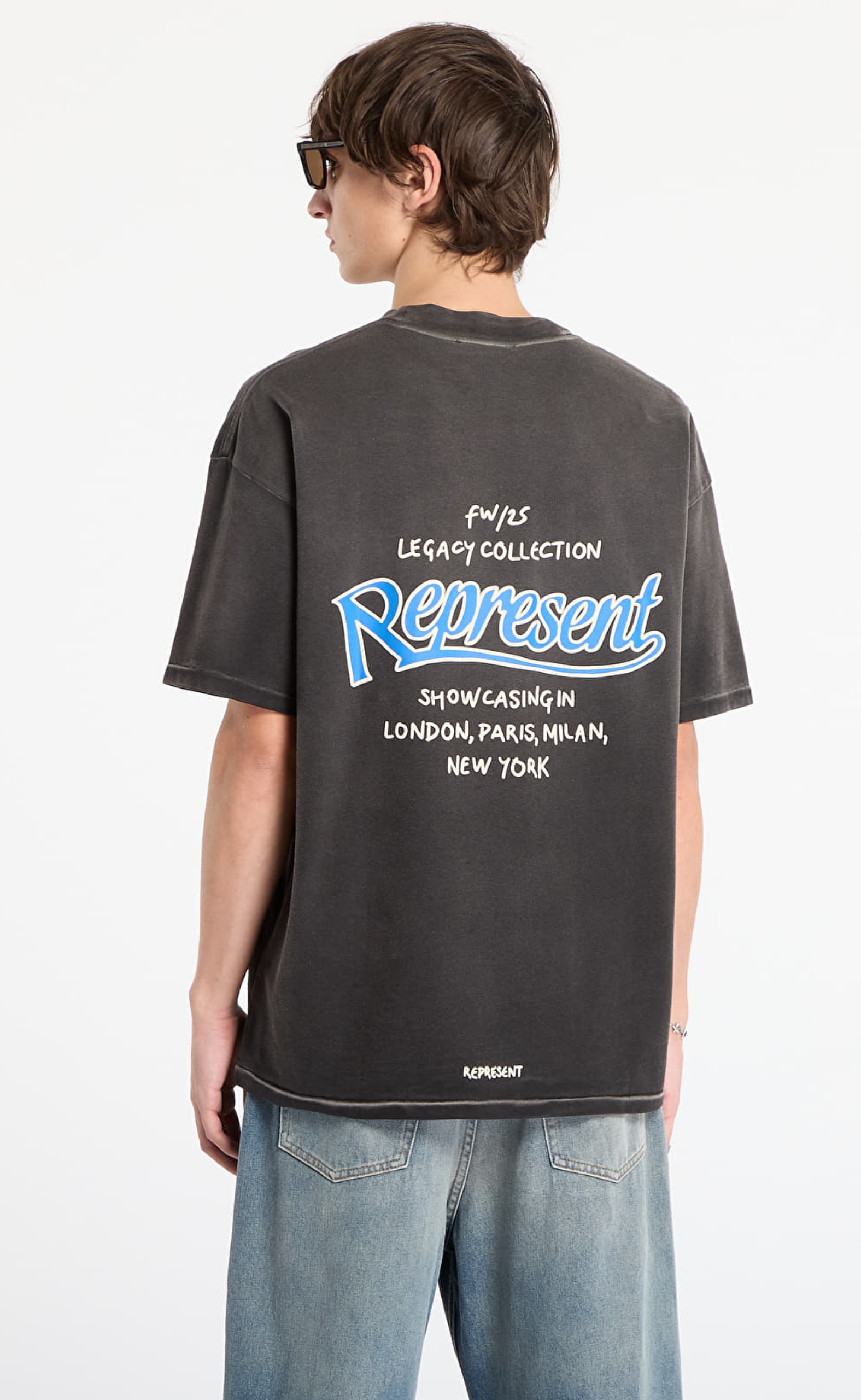 REPRESENT SHOWCASING STAINED BLACK T-SHIRT