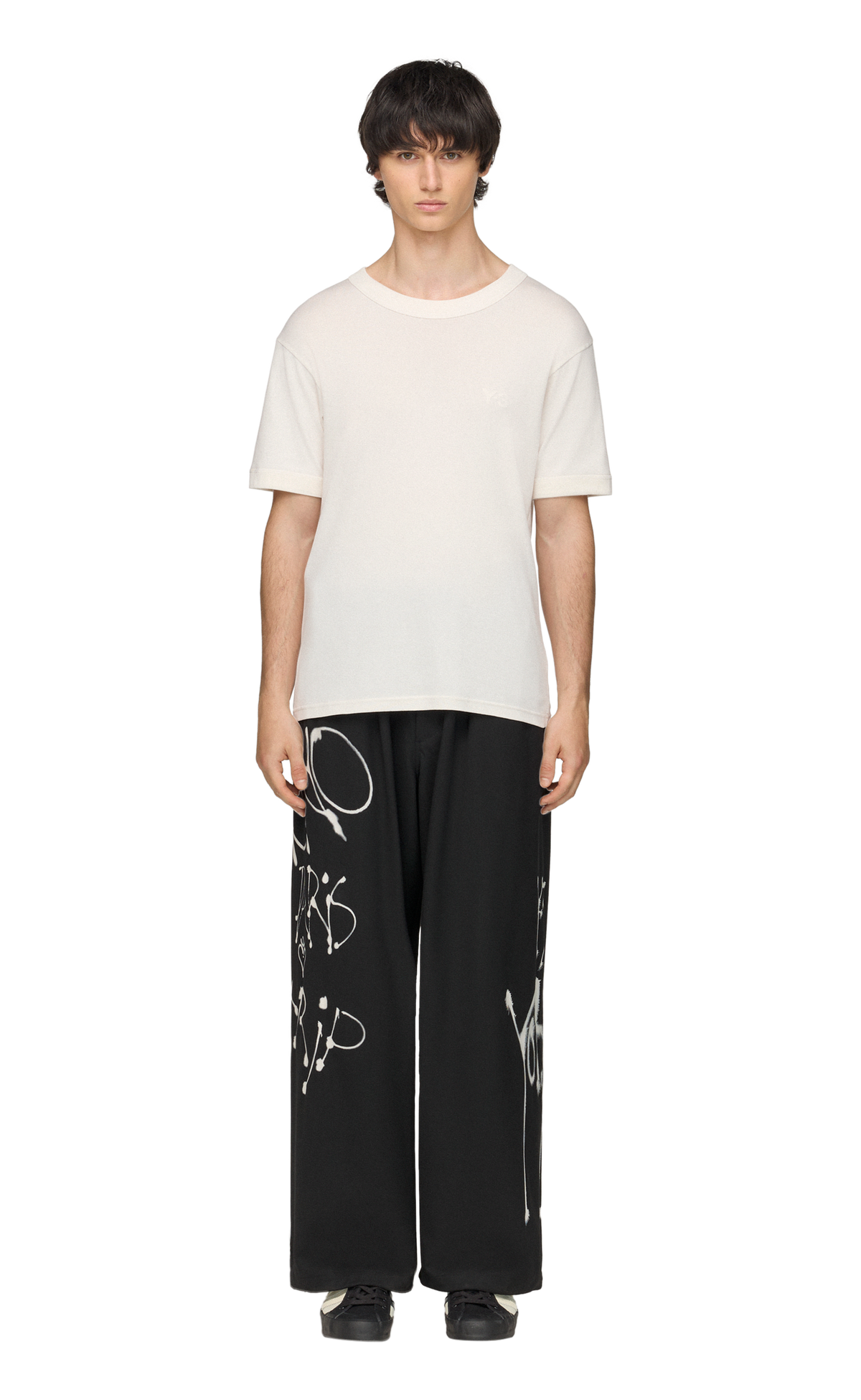 Y-3 CHITO GRAPHIC WIDE WOOL BLACK PANTS