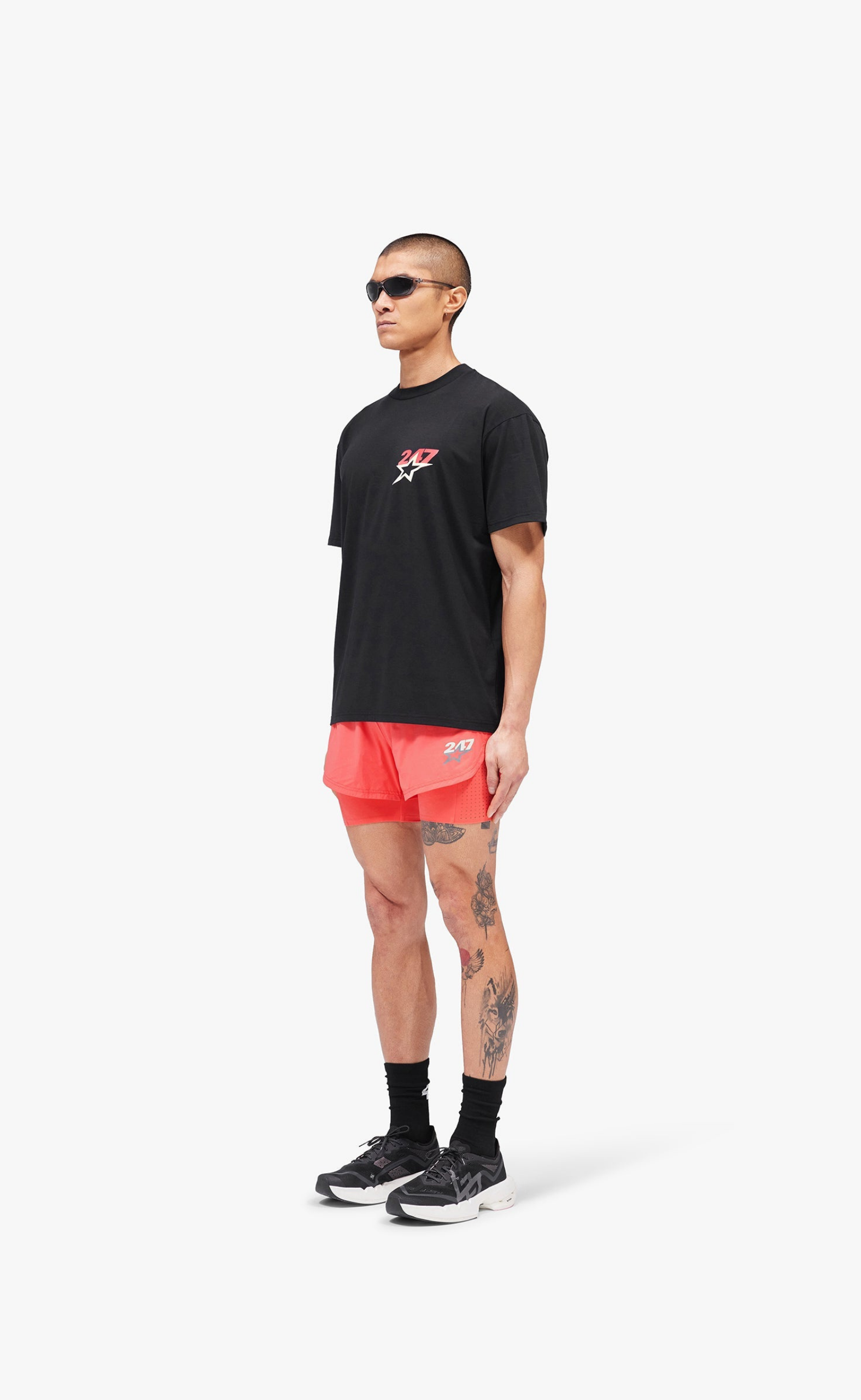 TEAM 247 STAR PRINT OVERSIZED JET BLACK T-SHIRT