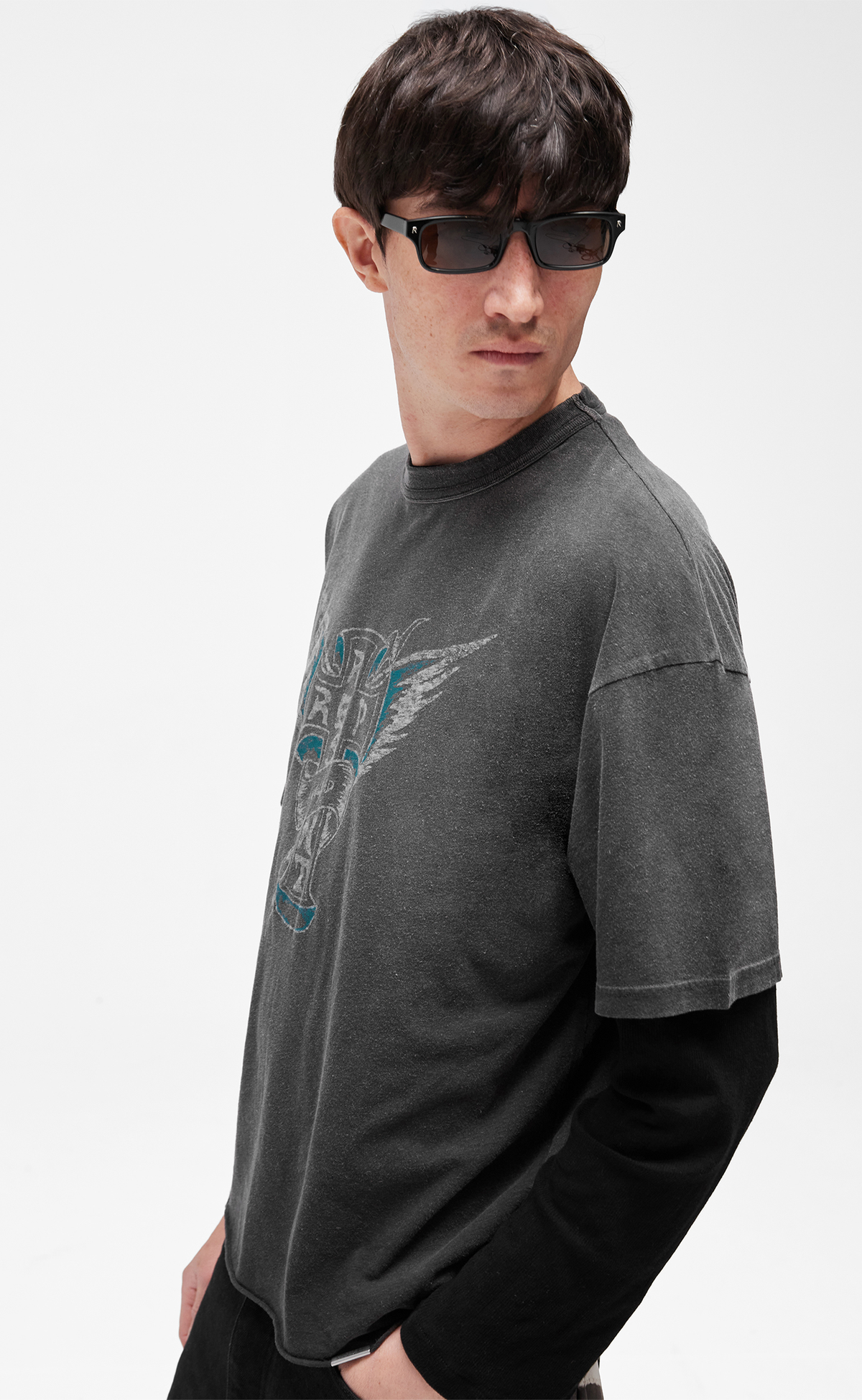 WESTSIDE STAINED BLACK T-SHIRT