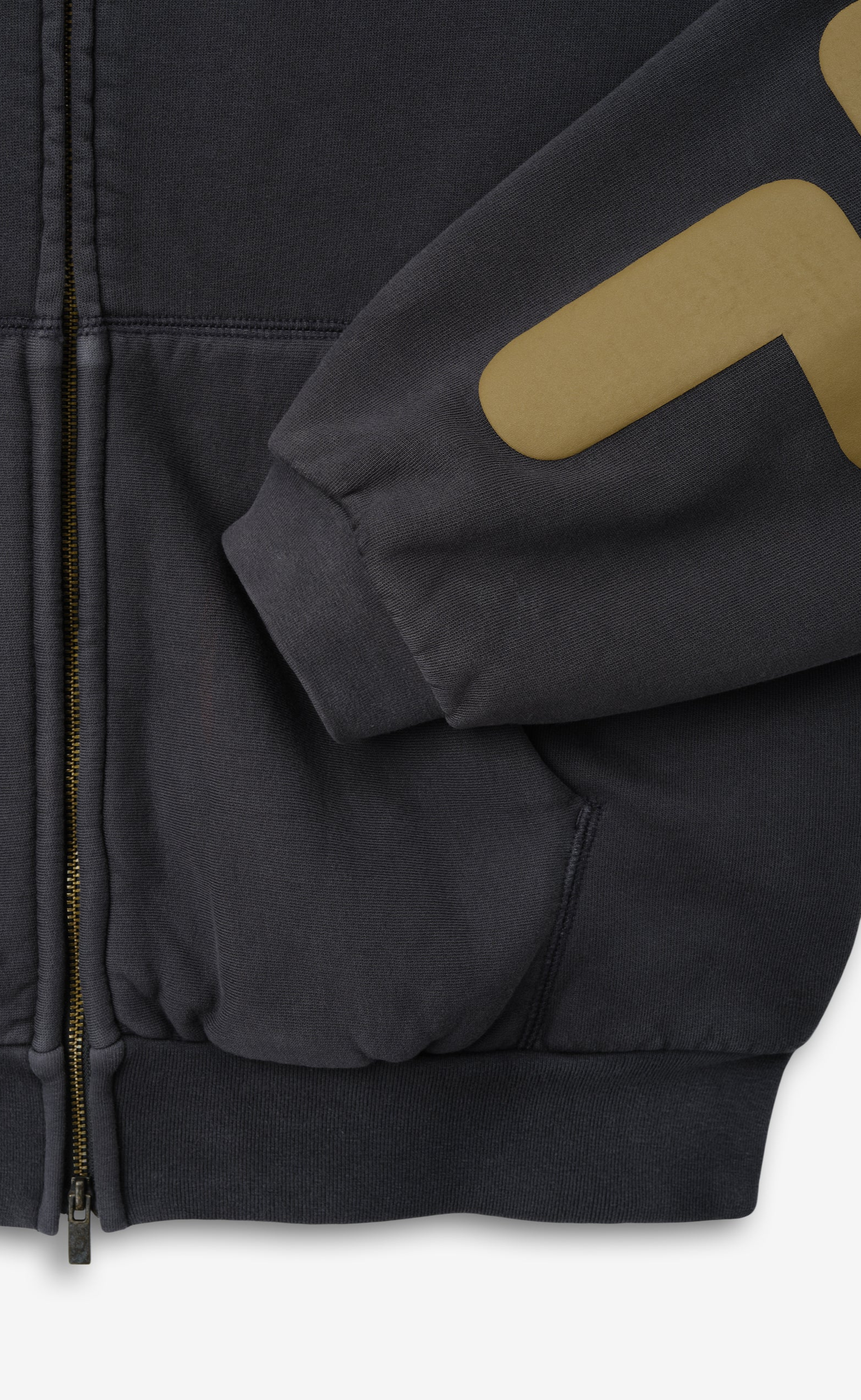 90S ZIP-UP WASHED IRON GREY HOODIE