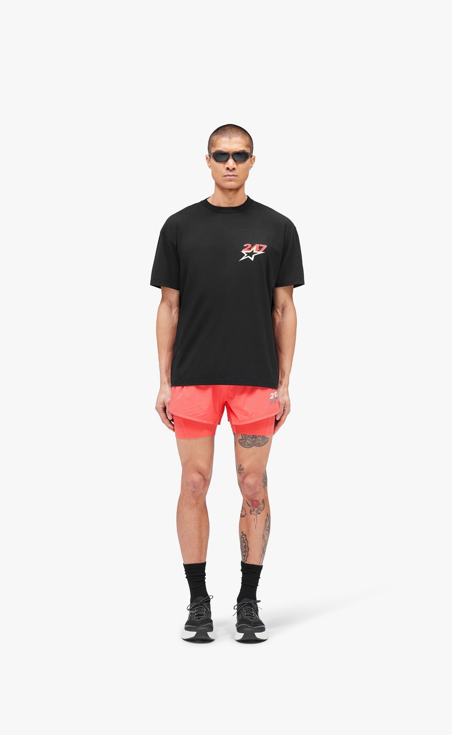 TEAM 247 STAR PRINT OVERSIZED JET BLACK T-SHIRT