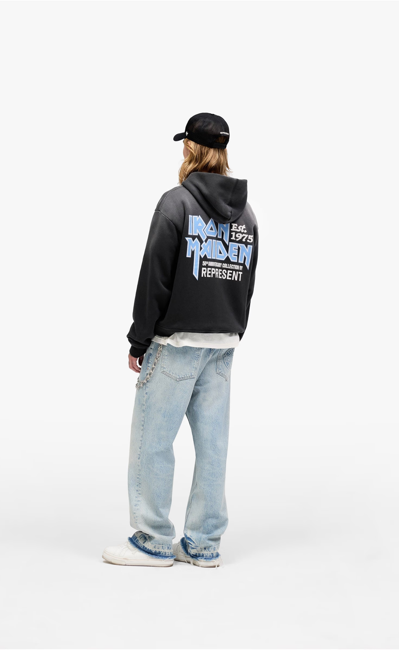 IRON MAIDEN X ANNIVERSARY STAINED BLACK HOODIE