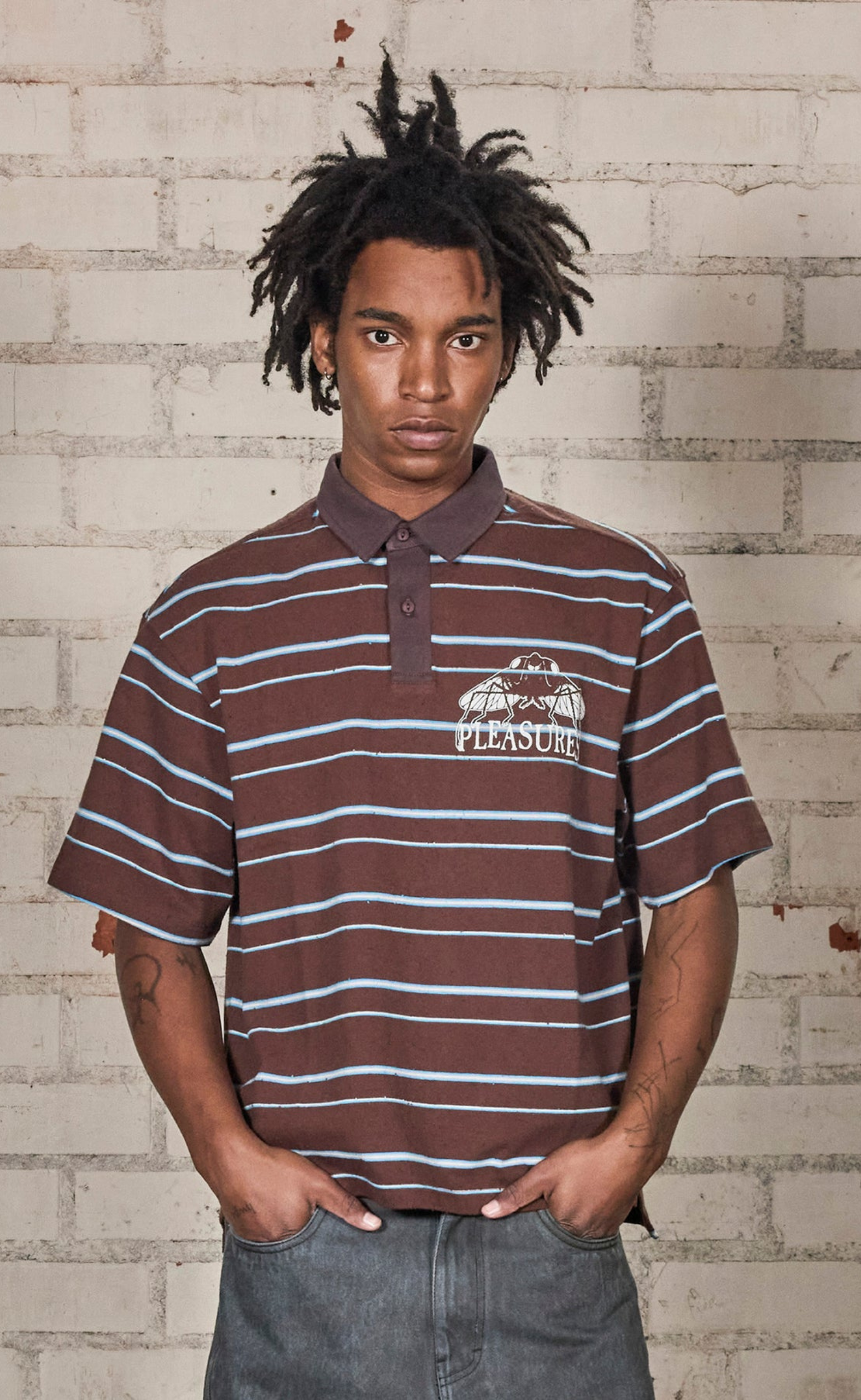 TELEPORT BOXY POLO BROWN T-SHIRT