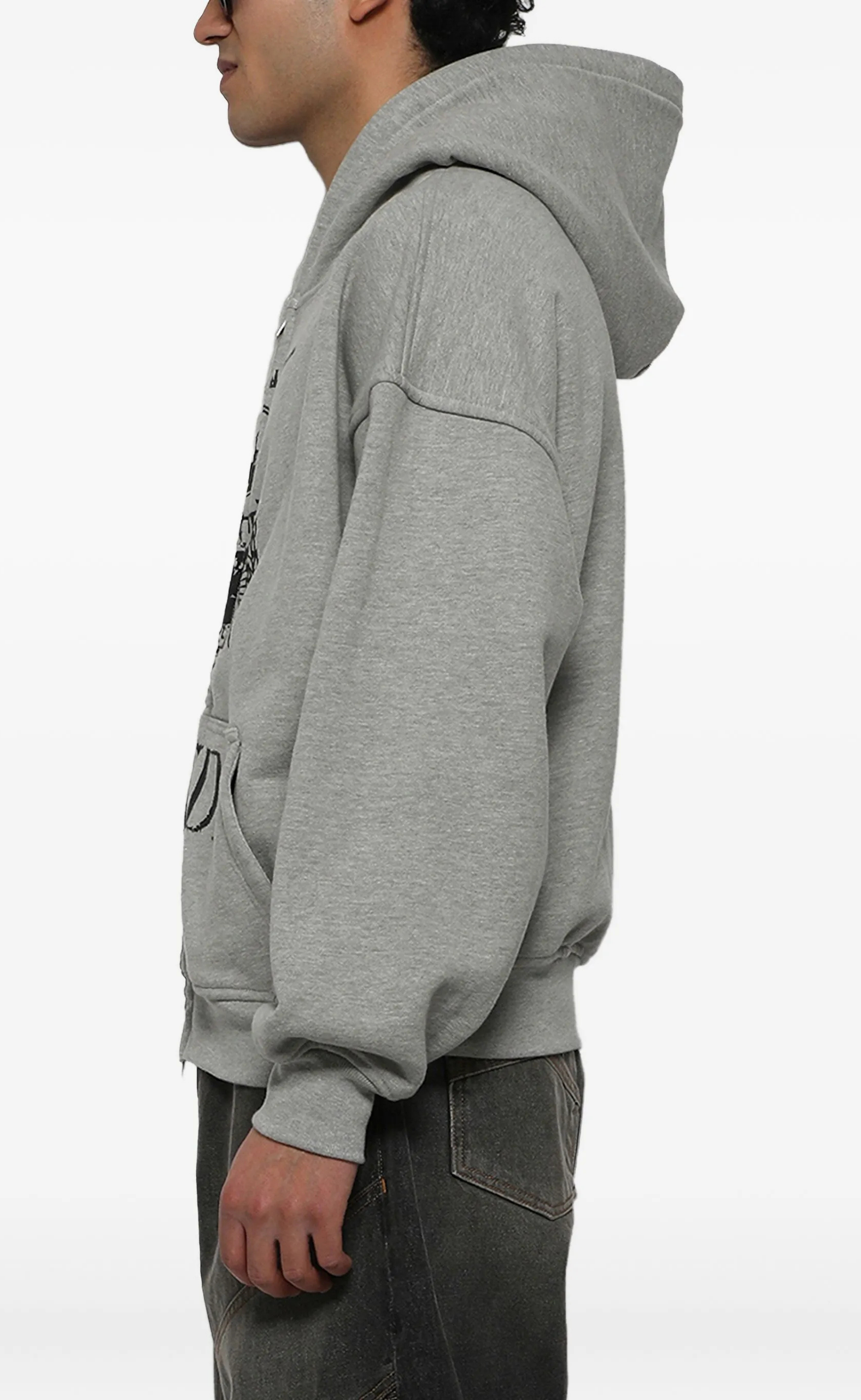 YOUTH OF AMERICA ZIP-UP HEATHER GREY HOODIE