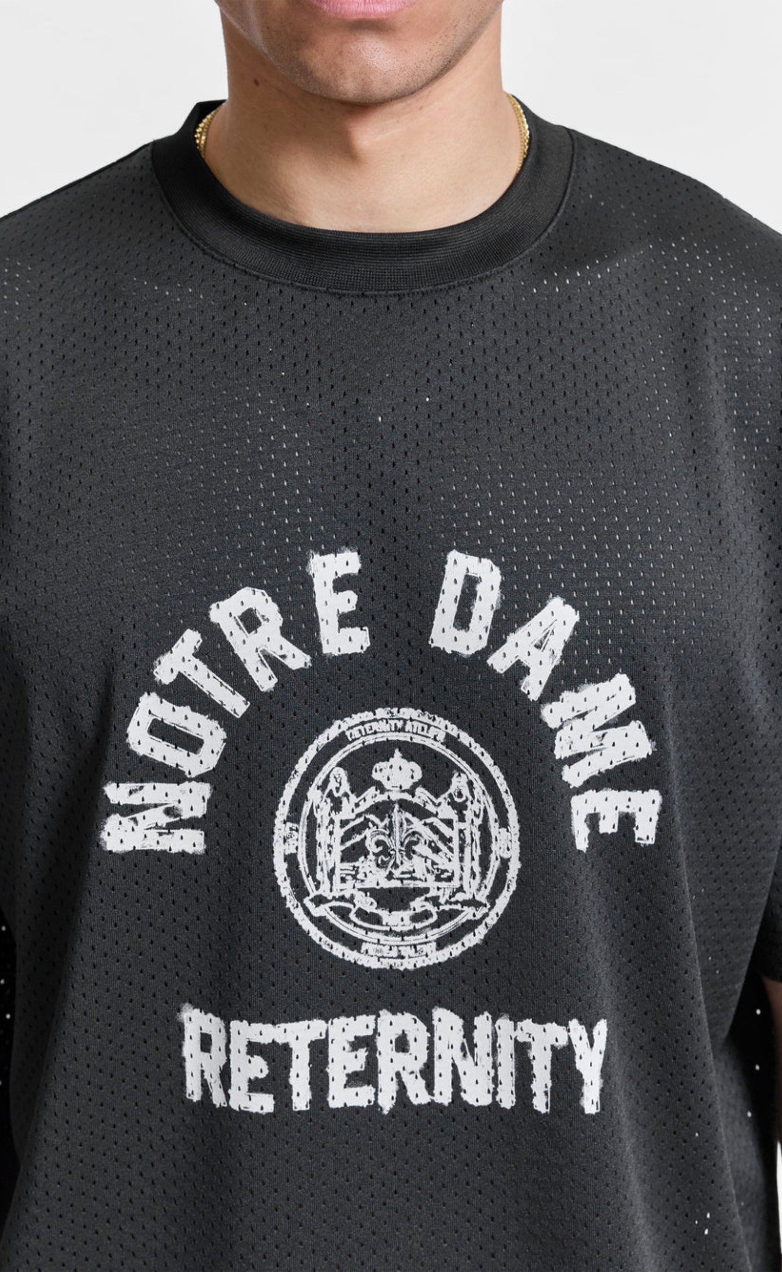 NOTRE DAME MESH BLACK T-SHIRT
