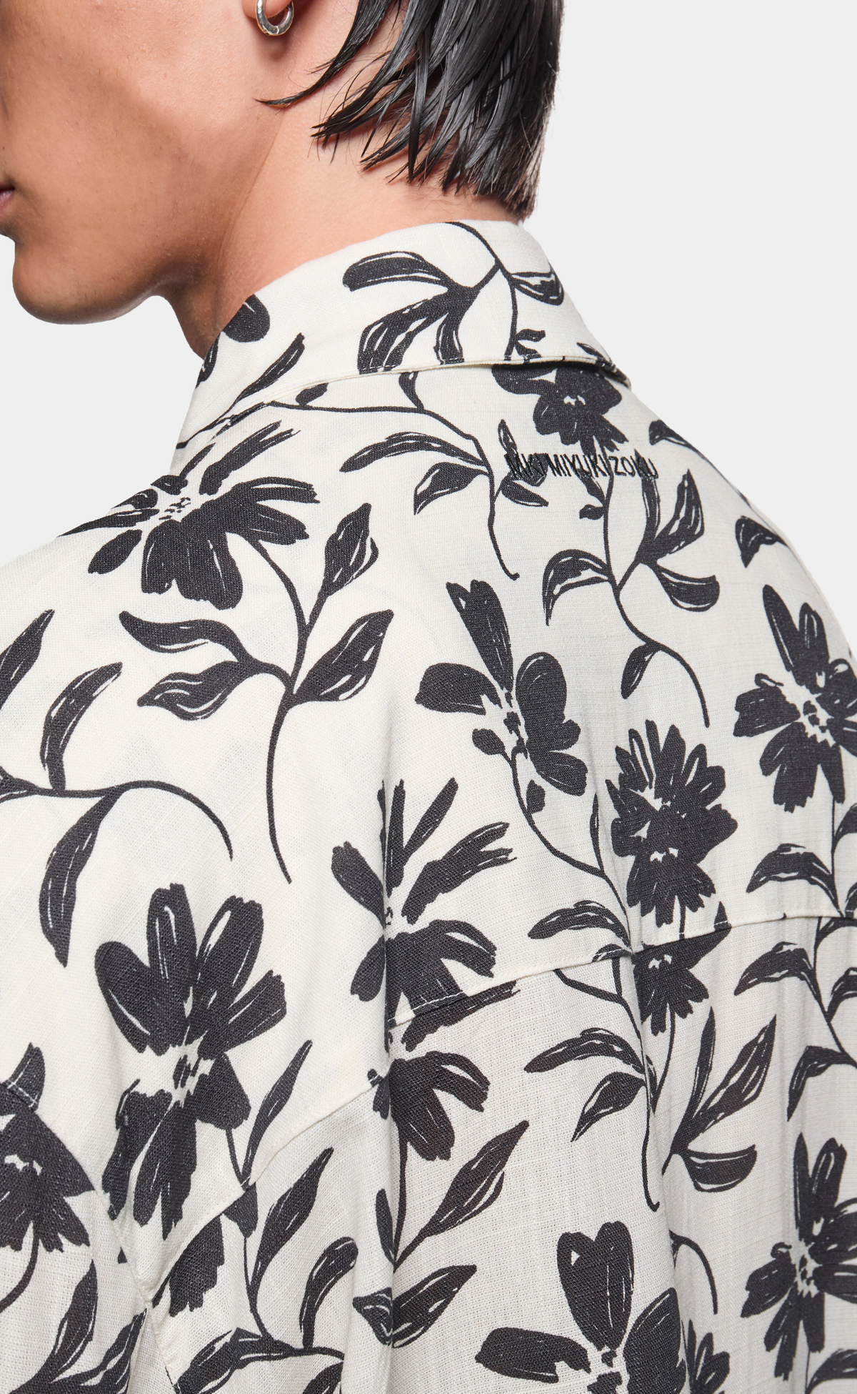 FLORAL LINEN BOX DRESS RAW SHIRT