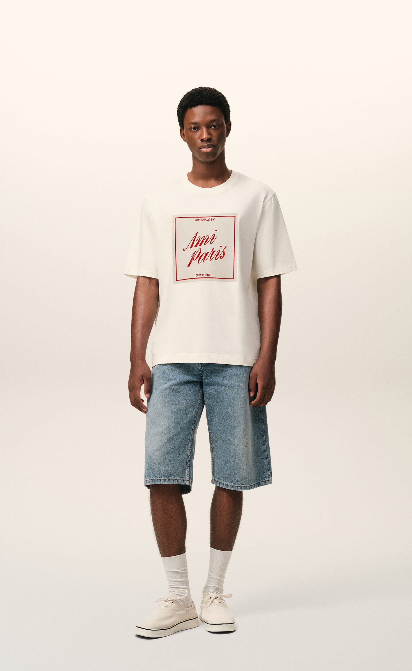 AMI PARIS HERITAGE PRINT WHITE T-SHIRT