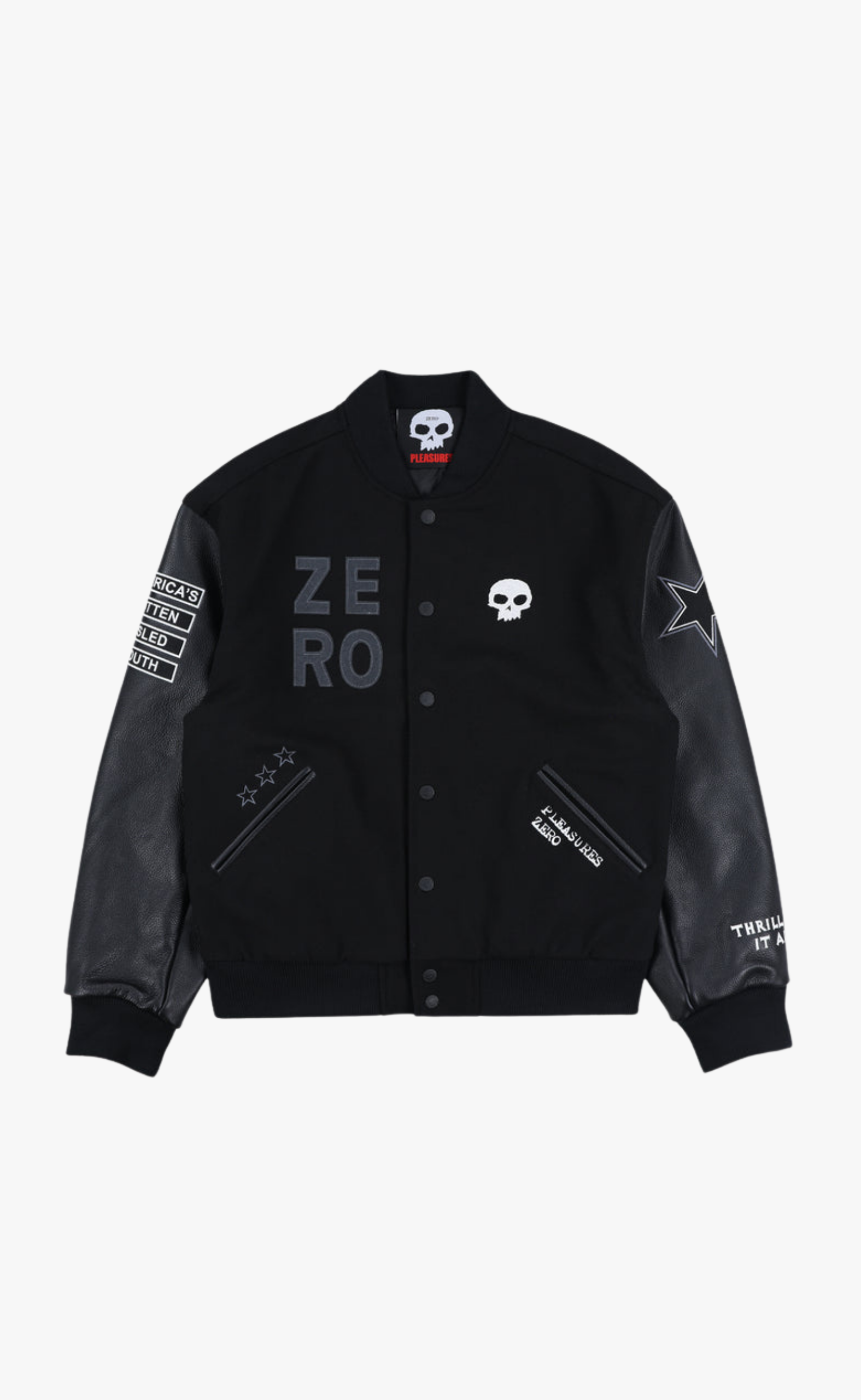 ZERO PLEASURES VARSITY BLACK JACKET