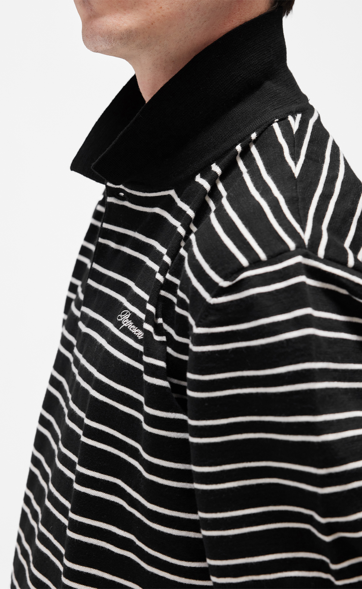 CALIFORNIA STRIPED POLO JET BLACK T-SHIRT