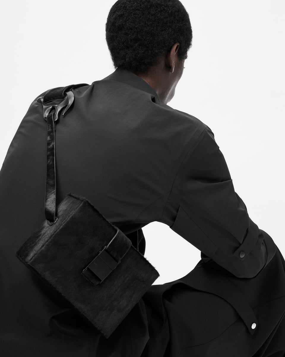 PONY HAIR SOLELY BOX BLACK BAG