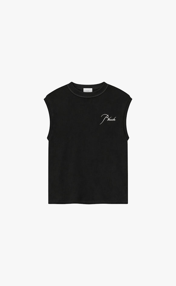 CLASSIQUE CUTOFF SLEEVELESS TOP BLACK T-SHIRT
