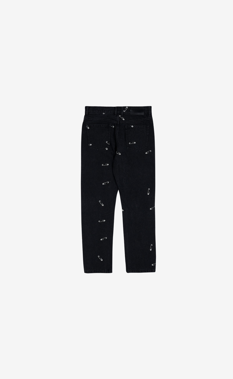 BLACK SAFETY PIN 5 POCKET DENIM