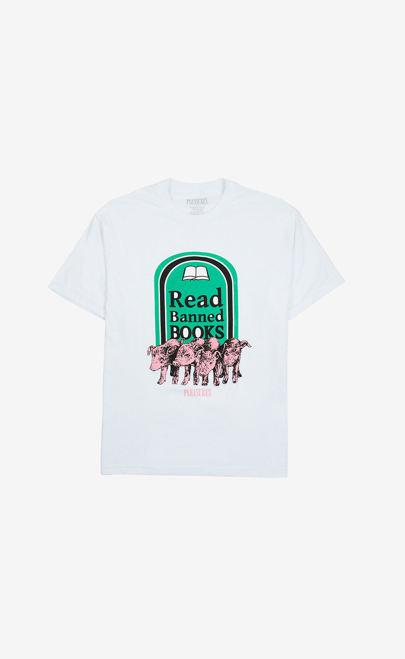 WHITE BANNED BOOKS T-SHIRT