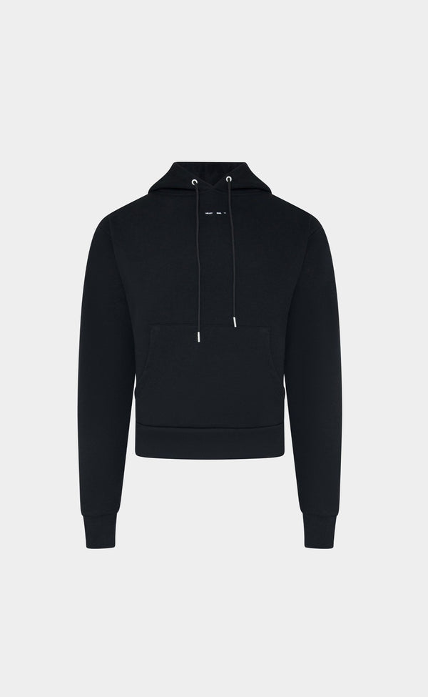 BLACK HOODIE W. LOGO PRINT