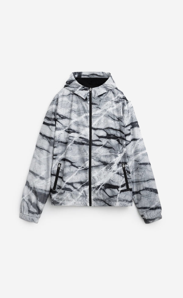 MARBLE LEOPARD PRINTED NYLON JACKET