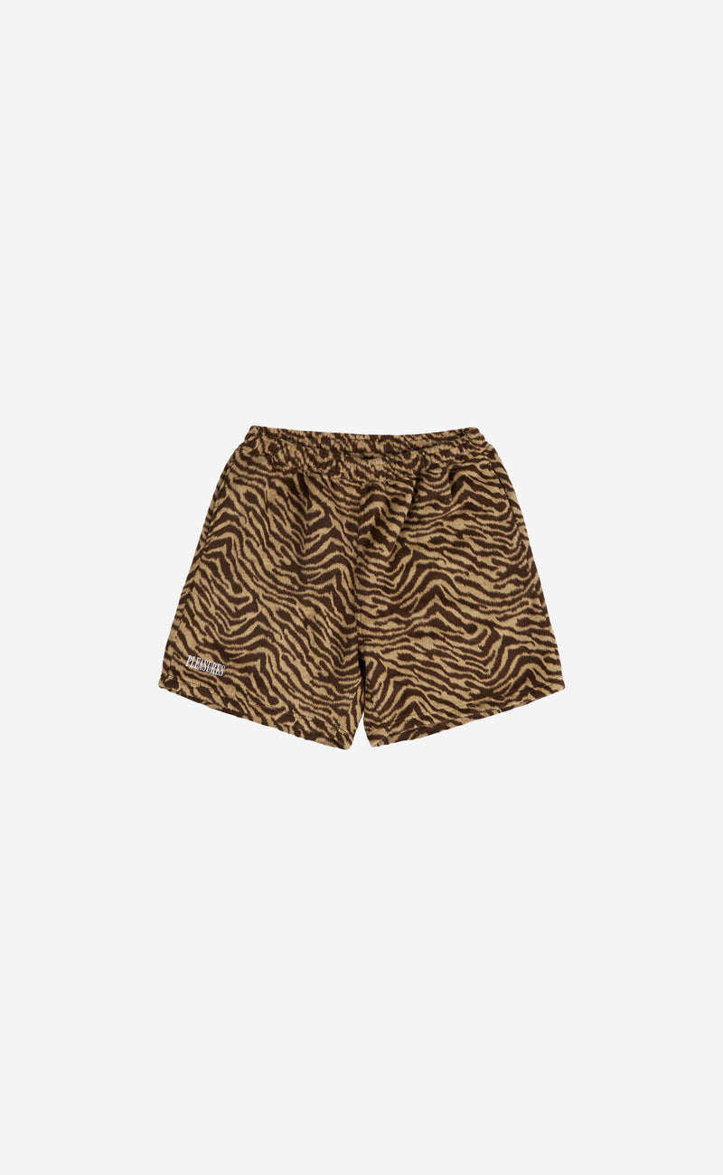 TAN BREAKER FUZZY STRIPE SHORTS